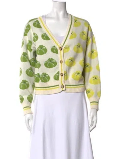 Pre-owned Rachel Antonoff Graphic Print V-neck Sweater In Multicolor