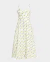 Rachel Antonoff Harper Floral Sleeveless Midi Dress In Butttercup Tile