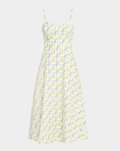 Rachel Antonoff Harper Floral Sleeveless Midi Dress In Butttercup Tile