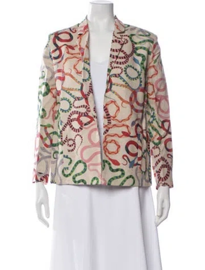 Pre-owned Rachel Antonoff Linen Graphic Print Blazer W/ Tags In Neutral