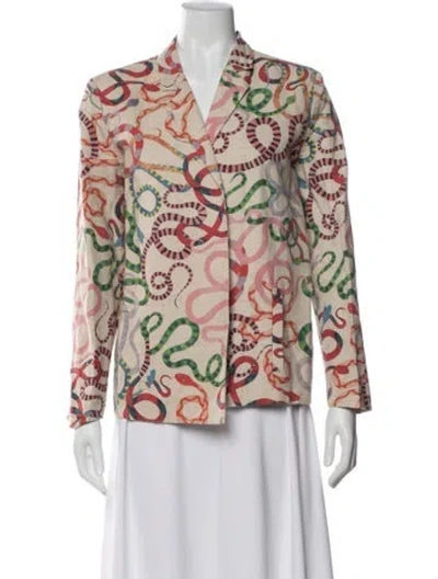 Pre-owned Rachel Antonoff Linen Printed Blazer In Neutral