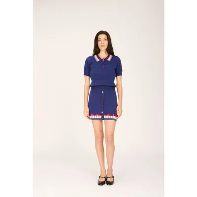 Rachel Antonoff Lipstick Polo Sweater In Blue