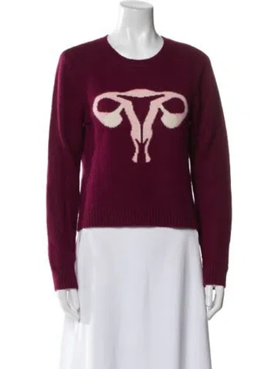 Pre-owned Rachel Antonoff Merino Wool Graphic Print Sweater In Burgundy