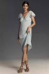 Rachel Antonoff Mia Floral Flutter-sleeve Midi Dress In Blue