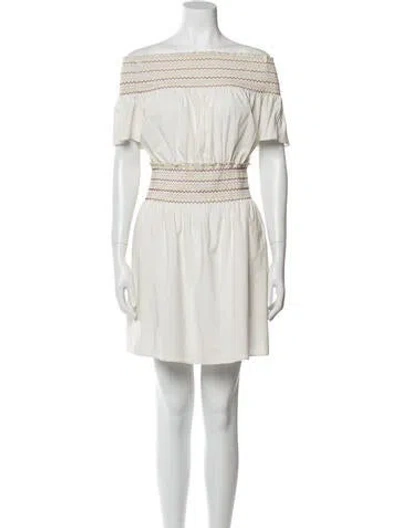 Pre-owned Rachel Antonoff Off-the-shoulder Mini Dress In White