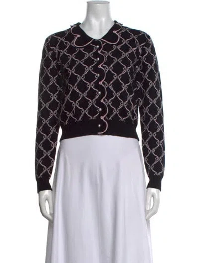 Pre-owned Rachel Antonoff Patterned Open Front Sweater In Black