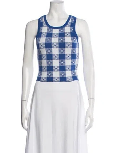 Pre-owned Rachel Antonoff Plaid Print Crew Neck Sweater In White