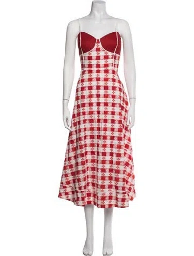 Pre-owned Rachel Antonoff Plaid Print Midi Length Dress In Red