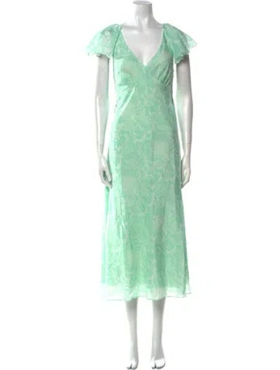 Pre-owned Rachel Antonoff Printed Long Dress In Green