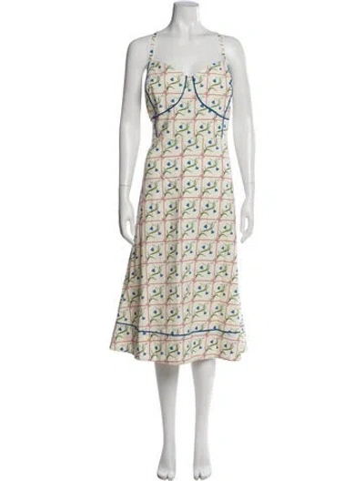 Pre-owned Rachel Antonoff Printed Long Dress In Neutral