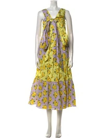 Pre-owned Rachel Antonoff Printed Long Dress In Yellow