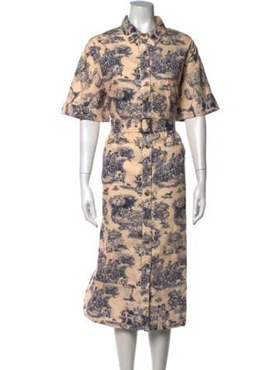 Pre-owned Rachel Antonoff Printed Midi Length Dress In Neutrals