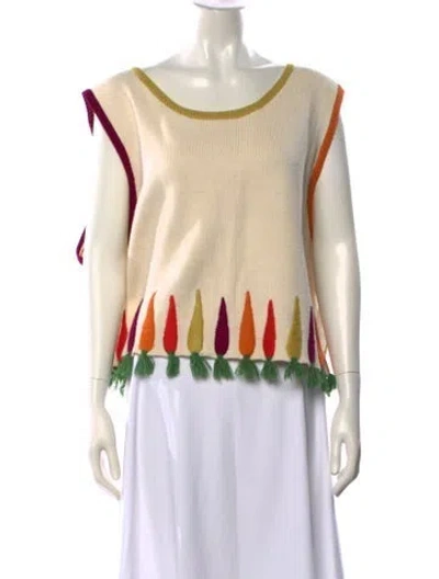 Pre-owned Rachel Antonoff Printed Scoop Neck Sweater In Neutral
