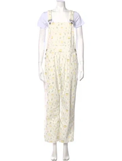 Pre-owned Rachel Antonoff Printed Square Neckline Jumpsuit In Neutral