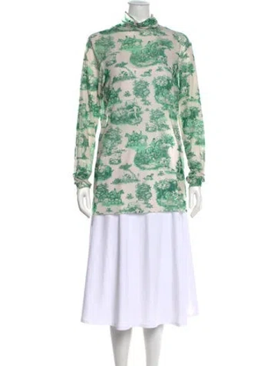 Pre-owned Rachel Antonoff Printed Turtleneck Sweater In Green