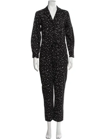 Pre-owned Rachel Antonoff Printed V-neck Jumpsuit In Black