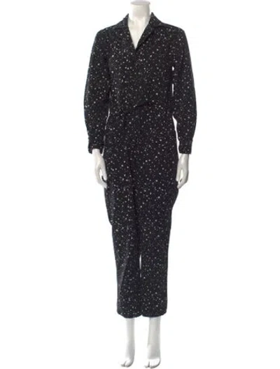 Pre-owned Rachel Antonoff Printed V-neck Jumpsuit In Black