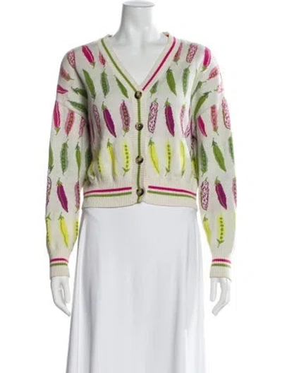 Pre-owned Rachel Antonoff Printed V-neck Sweater In Neutral