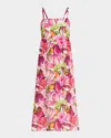 Rachel Antonoff Rebecca Floral Bow Midi Dress In Radicchio  Citrus