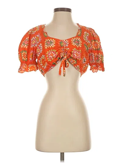 Pre-owned Rachel Antonoff Short Sleeve Blouse In Orange