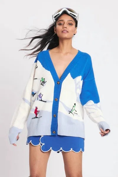 Rachel Antonoff Ski Slope Cardigan In Bluebird Day In Multi