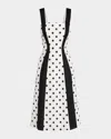 Rachel Antonoff Sloane Polka Dot Colorblock Midi Dress In White