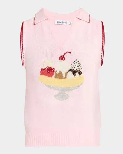 Rachel Antonoff Split Sleeveless Polo Vest In Strawberry Pink