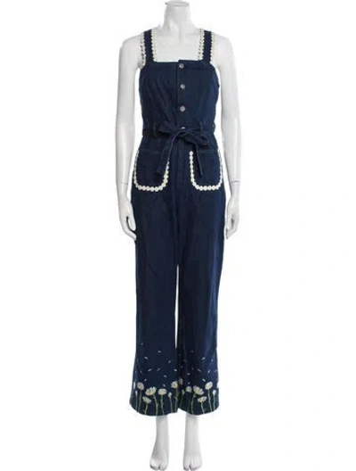 Pre-owned Rachel Antonoff Square Neckline Jumpsuit In Blue