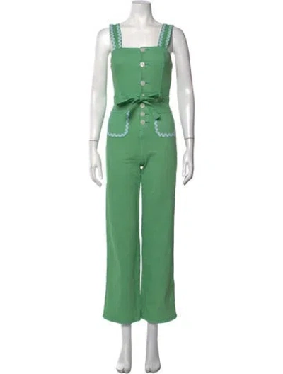 Pre-owned Rachel Antonoff Square Neckline Jumpsuit In Green
