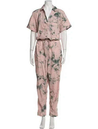 Pre-owned Rachel Antonoff Tie-dye Print V-neck Jumpsuit In Pink