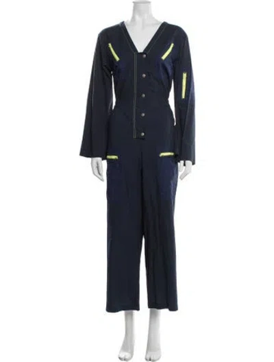 Pre-owned Rachel Antonoff V-neck Jumpsuit In Blue