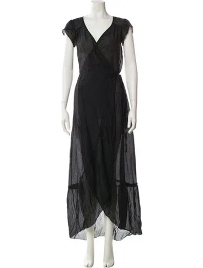 Pre-owned Rachel Antonoff V-neck Long Dress In Black