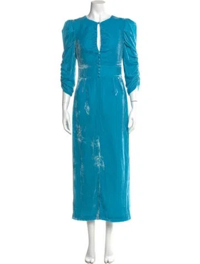 Pre-owned Rachel Antonoff V-neck Long Dress In Blue