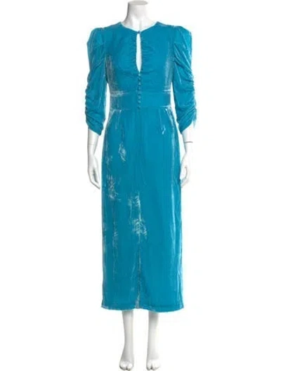 Pre-owned Rachel Antonoff V-neck Long Dress In Blue
