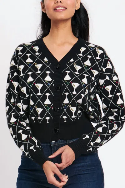 Rachel Antonoff V-neckline Knit Cardigan In Mini Martini In Black
