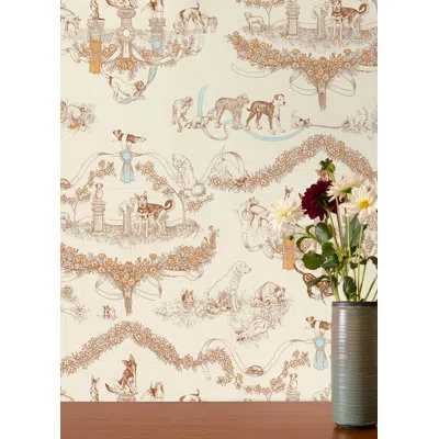 Rachel Antonoff Worst In Show Matte Vinyl 18' L X 20.5" W Peel And Stick Wallpaper Roll In Orange