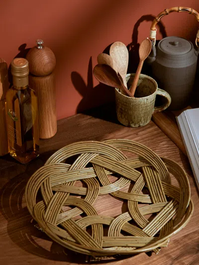 Rachel Bower Handwoven Willow Large Celtic Knot Tray  Abask Luxury Gift In Burgundy