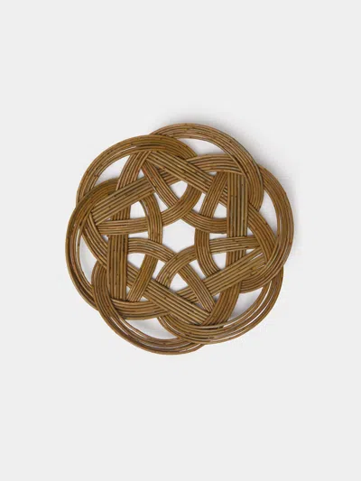 Rachel Bower Handwoven Willow Medium Celtic Knot Tray  Abask Luxury Gift In Brown