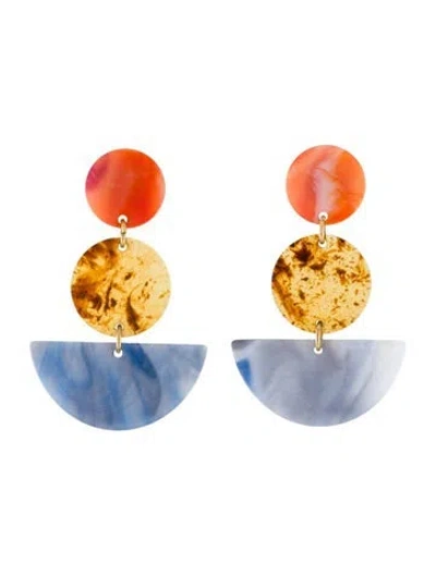Pre-owned Rachel Comey Acetate 'neale' Drop Earrings In Blue/brown/orange