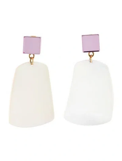 Pre-owned Rachel Comey Acrylic & Acetate Furrow Stud Drop Earrings In Multi