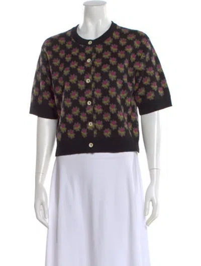 Pre-owned Rachel Comey Alpaca Floral Print Sweater In Black