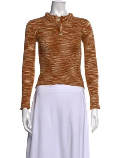 Pre-owned Rachel Comey Alpaca Striped Polo In Brown/neutrals