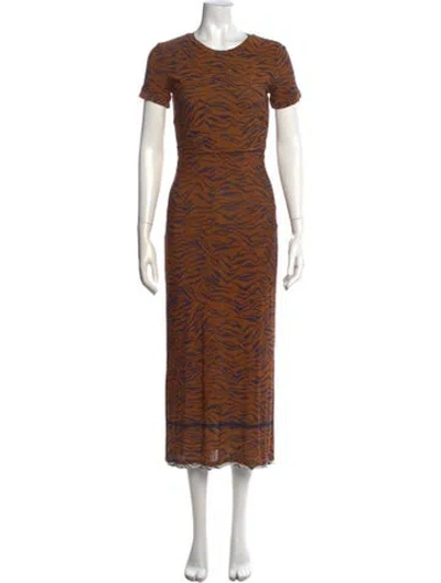 Pre-owned Rachel Comey Animal Print Long Dress In Brown