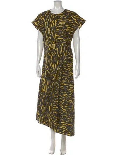 Pre-owned Rachel Comey Animal Print Long Dress In Green