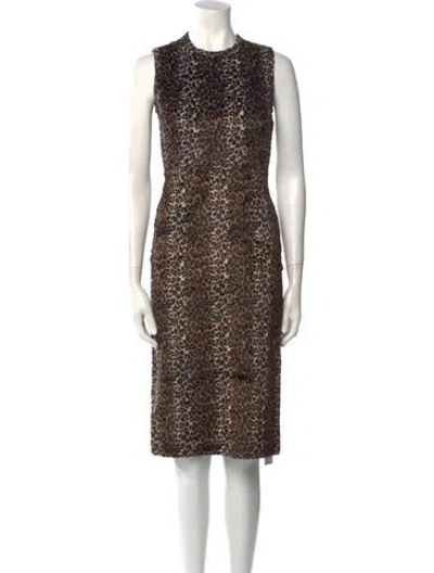 Pre-owned Rachel Comey Animal Print Midi Length Dress In Brown
