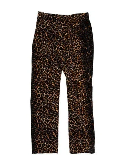 Pre-owned Rachel Comey Animal Print Straight Leg Pants In Black