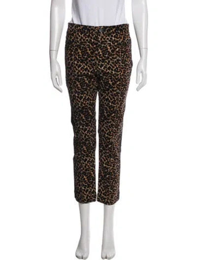 Pre-owned Rachel Comey Animal Print Straight Leg Pants In Black
