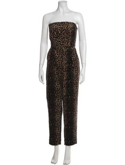 Pre-owned Rachel Comey Animal Print Strapless Jumpsuit In Black