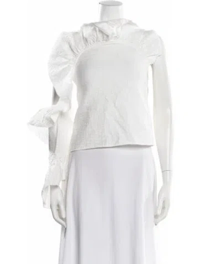 Pre-owned Rachel Comey Asymmetrical Long Sleeve Blouse In White