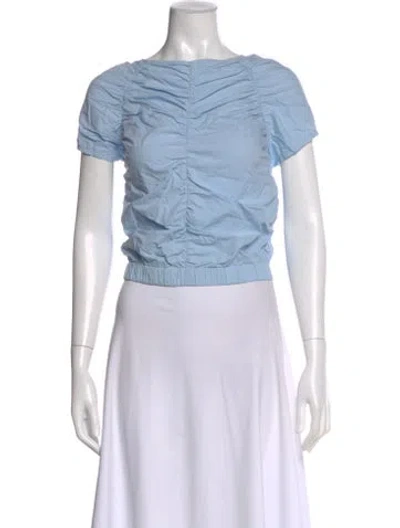 Pre-owned Rachel Comey Asymmetrical Short Sleeve Top In Blue